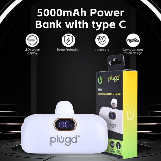 5000mAh 18.5W Mini USB-C Fast Charge Power Bank.