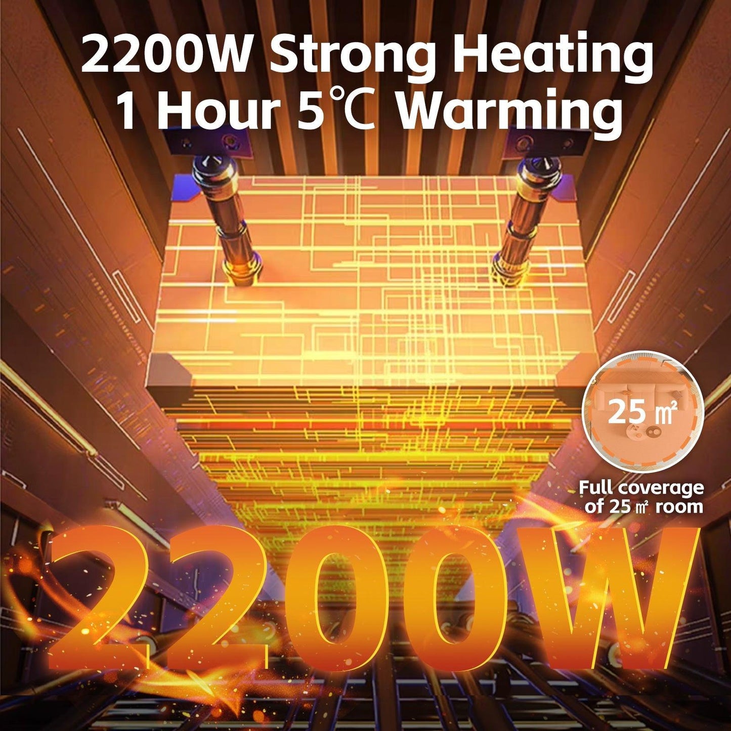 2200W Graphene Floor Electric Heater â Fast Heating, Energy-Efficient, Portable Indoor Heater.