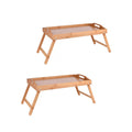 2 x Bamboo Bed Table Breakfast/Snack Serving Tray with Foldable Legs.