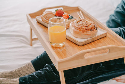 2 x Bamboo Bed Table Breakfast/Snack Serving Tray with Foldable Legs.