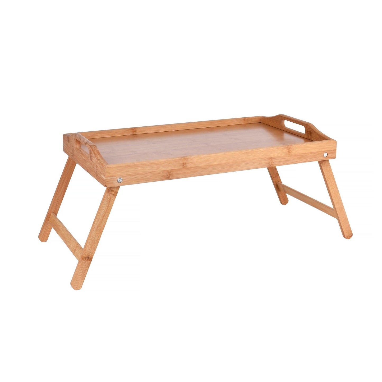 2 x Bamboo Bed Table Breakfast/Snack Serving Tray with Foldable Legs.