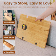 Bamboo Foldable Picnic Table Tray with Wine and Glass Holders.