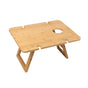 Bamboo Foldable Picnic Table Tray with Wine and Glass Holders.