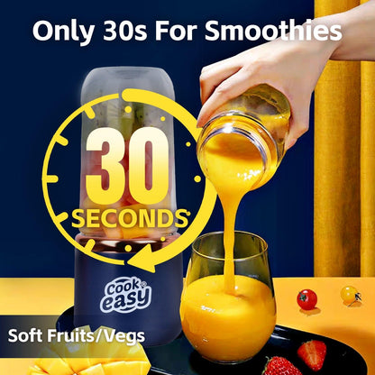 400ml USB-C Rechargeable Portable Juicer with Travel Lid â Personal Blender for Smoothies & Shakes.