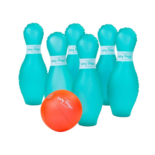 7 Pcs Lazy Dayz Pool Beach Inflatable Bowling Set Toy.