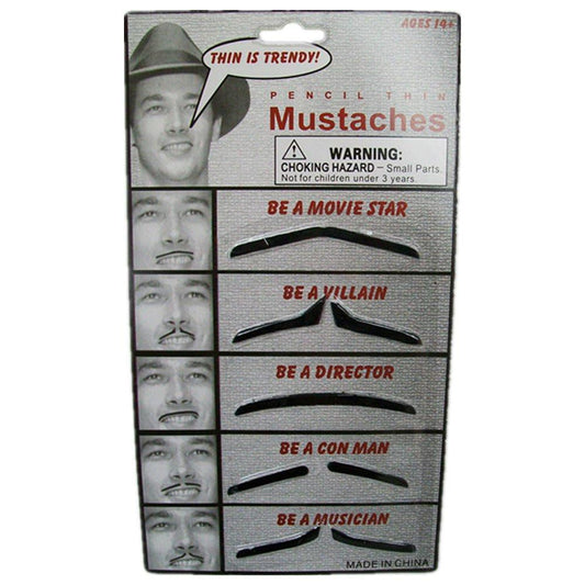 5 Assorted pencil thin mustache on card.