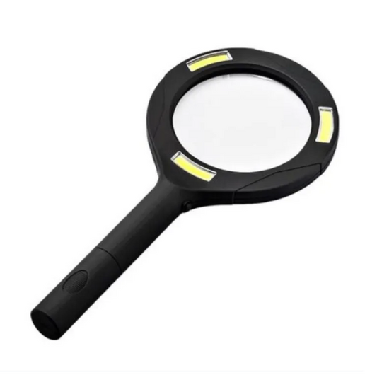LED Magnifying Glass with COB Light-250 Lumens Glass Lens Ergonomic Handle.