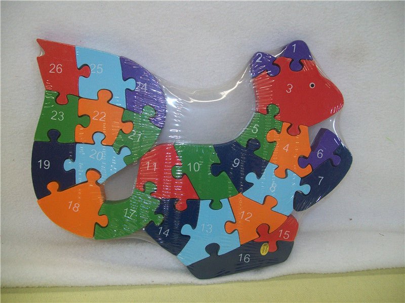 WOODEN ANIMAL PUZZLES ALPHABET AND NUMBER ASSORTED - Owl.