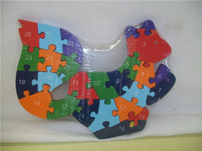 WOODEN ANIMAL PUZZLES ALPHABET AND NUMBER ASSORTED - Owl Main Image
