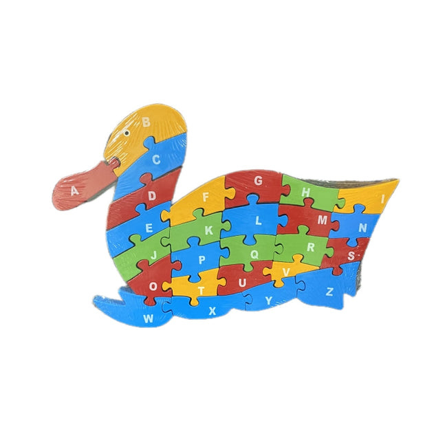 WOODEN ANIMAL PUZZLES ALPHABET AND NUMBER ASSORTED - Elephant. Hover Image