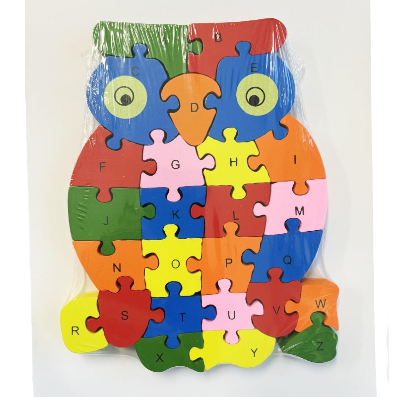 WOODEN ANIMAL PUZZLES ALPHABET AND NUMBER ASSORTED - Elephant.