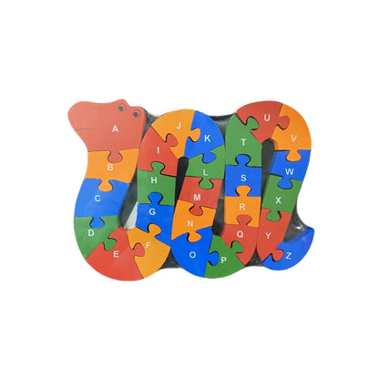 WOODEN ANIMAL PUZZLES ALPHABET AND NUMBER ASSORTED - Elephant.