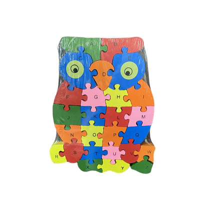 WOODEN ANIMAL PUZZLES ALPHABET AND NUMBER ASSORTED - Elephant.