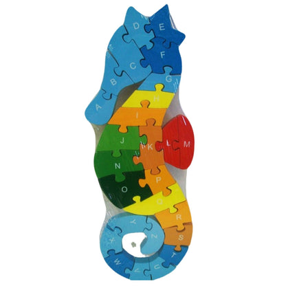 WOODEN ANIMAL PUZZLES ALPHABET AND NUMBER ASSORTED - Elephant.