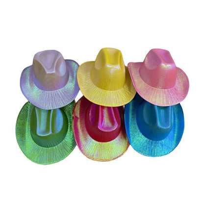 Holographic Cowboy Party Hat (Adult Size) - Green.