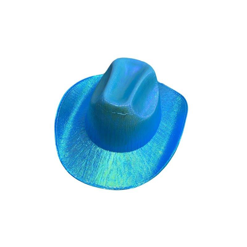 Holographic Cowboy Party Hat (Adult Size) - Rose.