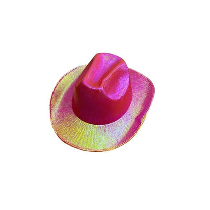 Holographic Cowboy Party Hat (Adult Size) - Rose.