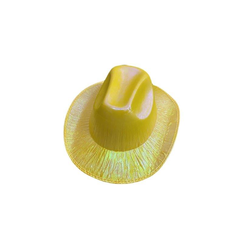 Holographic Cowboy Party Hat (Adult Size) - Rose.