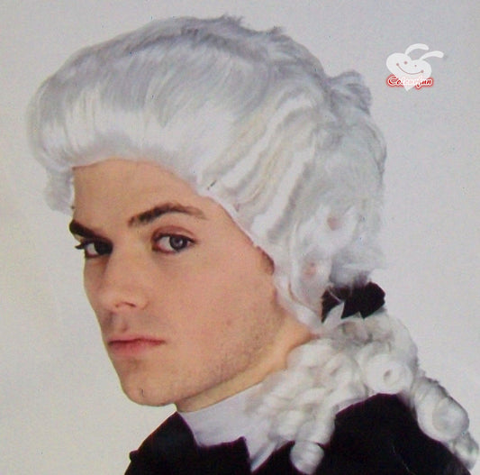 White Judge Wig Colonial Wig Lawyer Dress Costume Halloween Fancy Party wig.