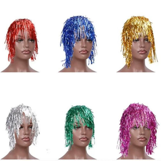 Party tinsel wig-assorted colour - Red.