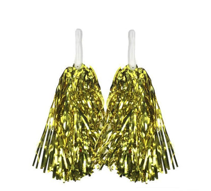 4 Sets/8pcs Metallic Team Girls' Cheerleading Dance Party Dress Pom Poms Pompoms - Gold.