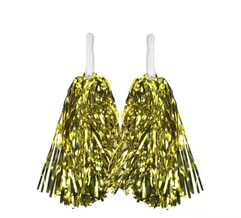 4 Sets/8pcs Metallic Team Girls' Cheerleading Dance Party Dress Pom Poms Pompoms - Green.