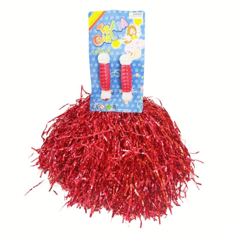 4 Sets/8pcs Metallic Team Girls' Cheerleading Dance Party Dress Pom Poms Pompoms - Green.