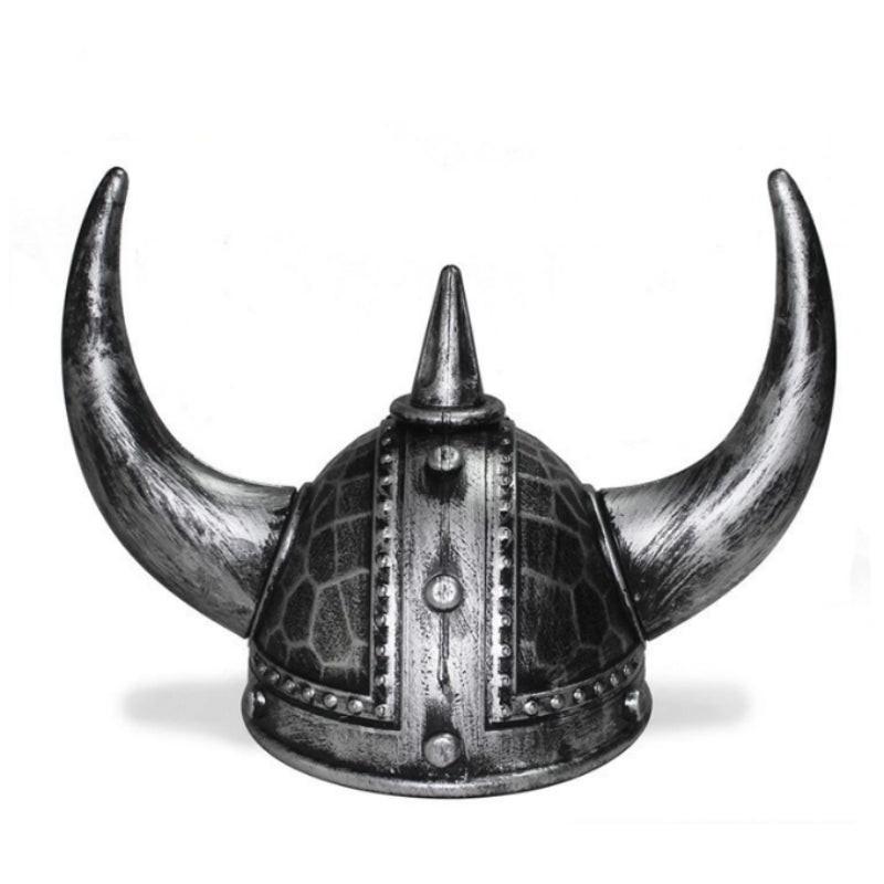Viking Helmet Medieval Viking Horned Hat Warrior Costume Hat Cosplay-Silver Black.