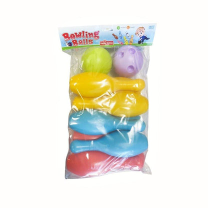 Toy bowling play set.