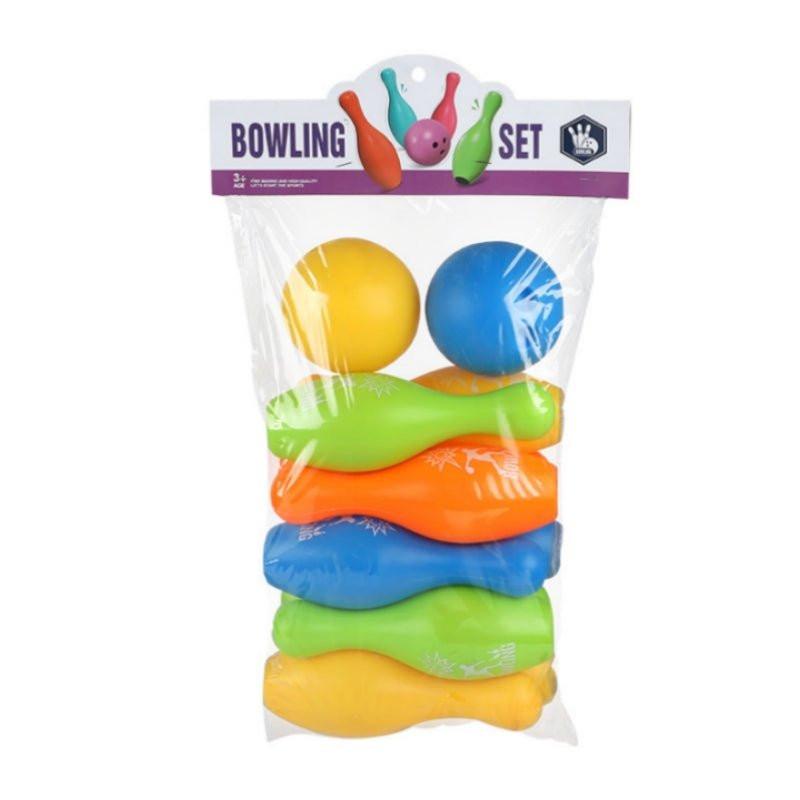 Toy bowling play set.