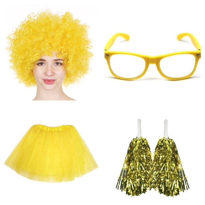 School house carnival colour celebrates kit Wig Glasses Tutus and Pom Poms - Green.