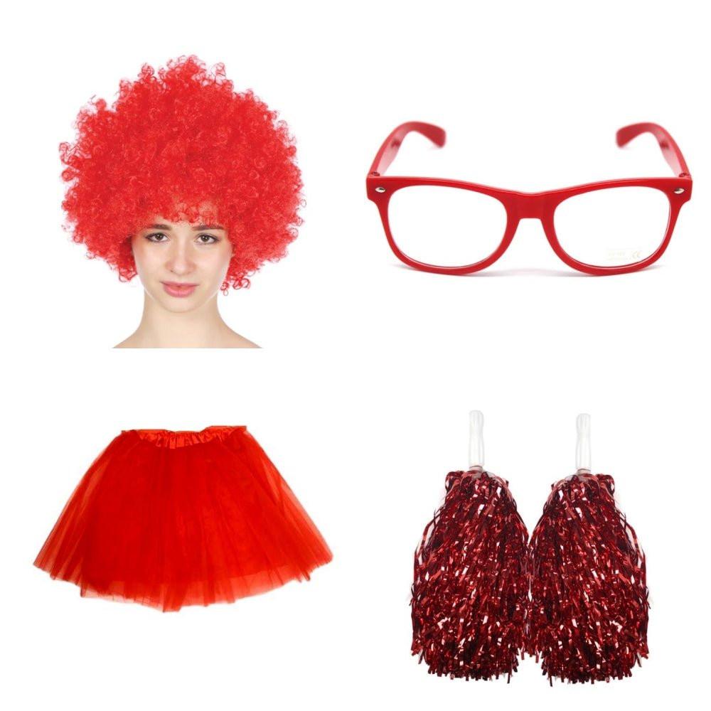 School house carnival colour celebrates kit Wig Glasses Tutus and Pom Poms - Green.