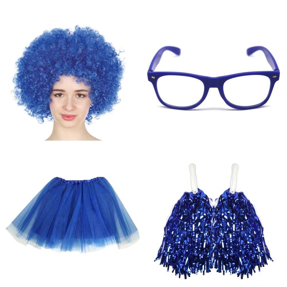 School house carnival colour celebrates kit Wig Glasses Tutus and Pom Poms - Green.