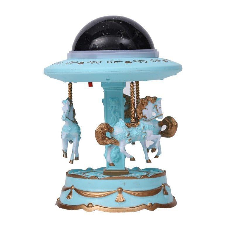 Blue Music Box Musical Carousel Horse LED Carousel Toy Child Birthday Xmas Gift.