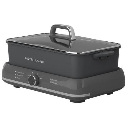 HOPER LAYER Electric Hot Pot 6L â Multifunctional Nonstick Cooker with Grill, Boil, Simmer & Fry Modes 2000W Power, Square Removable Pot.