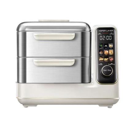 Hoper Layer Electric Food Steamer 16L Large Capacity 10 Second Start 24H Timer Independent Water Tank.