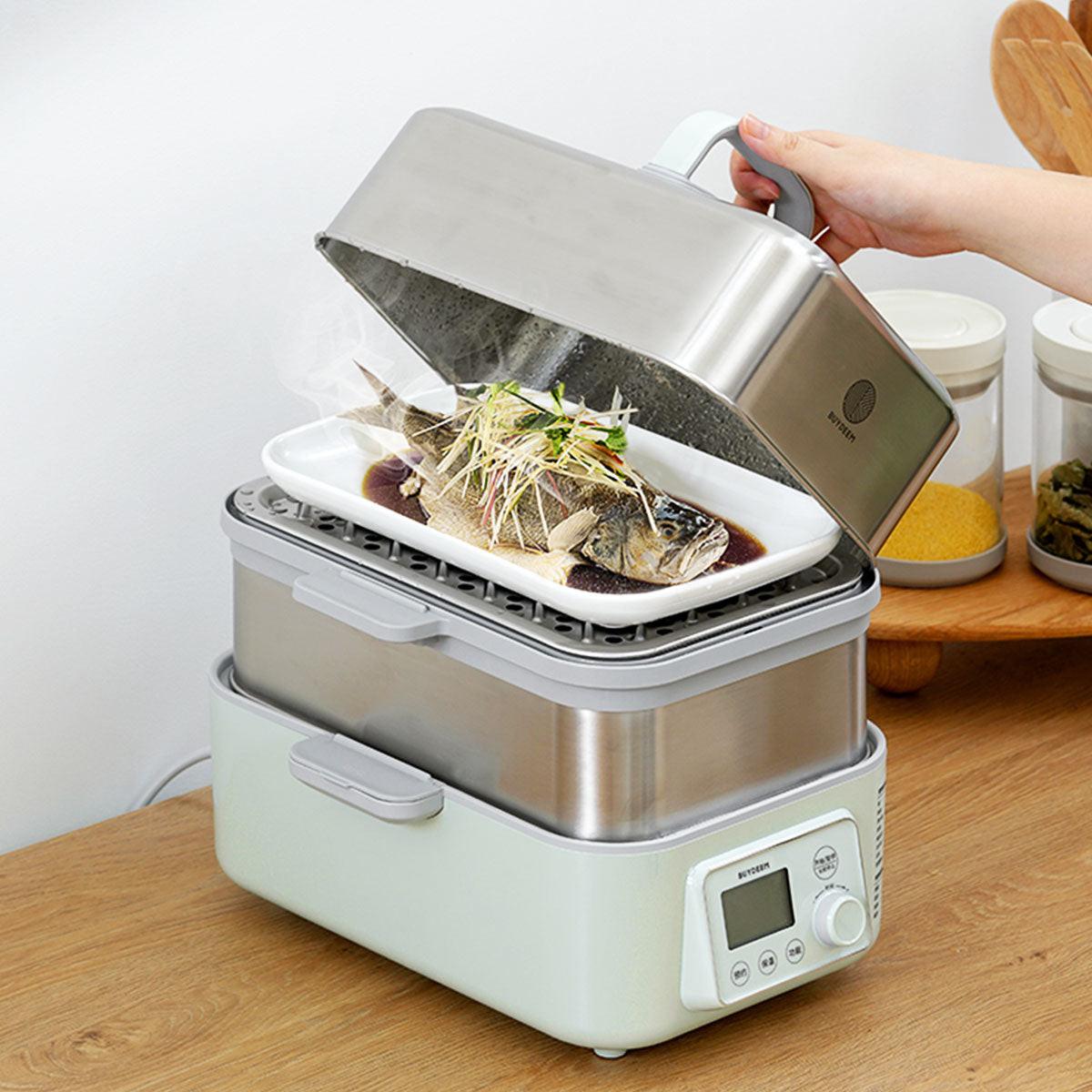 BUYDEEM Double Tier 10L Electric One Touch Digital Multifunctional Food Steamer.