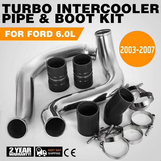 Turbo Intercooler Pipe & Boot Kit Silver for 03-07 Ford 6.0L Powerstroke Diesel.