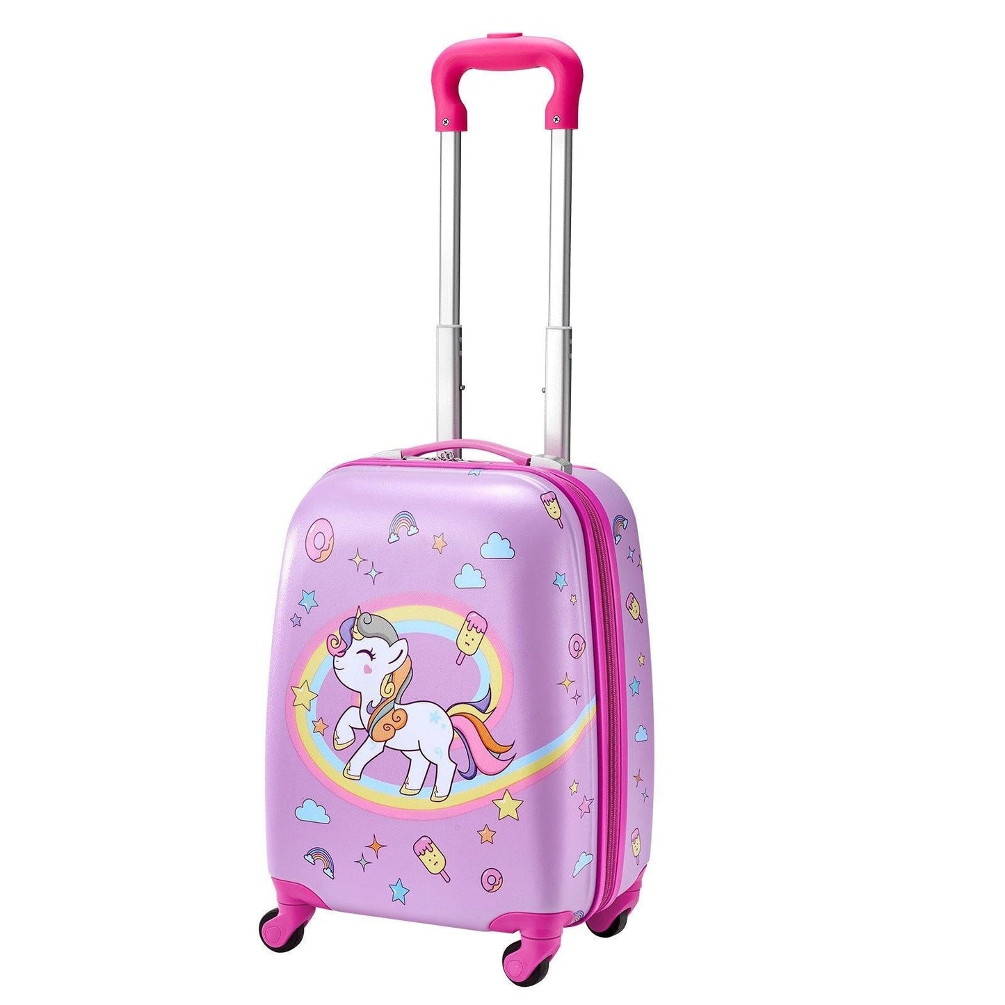 Kids Luggage Set, 2 Piece, 45.7 cm Hardside Rolling Wheels Suitcase with Hard-Shell Backpack, Unicorn Kids Carry on Luggage Set, Holiday Birthday Present for Girls & Boys, Airline Approved.