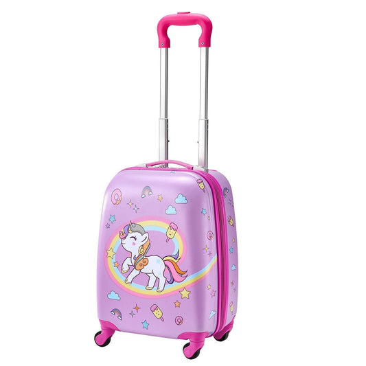 Kids Luggage Set, 2 Piece, 45.7 cm Hardside Rolling Wheels Suitcase with Hard-Shell Backpack, Unicorn Kids Carry on Luggage Set, Holiday Birthday Present for Girls & Boys, Airline Approved.