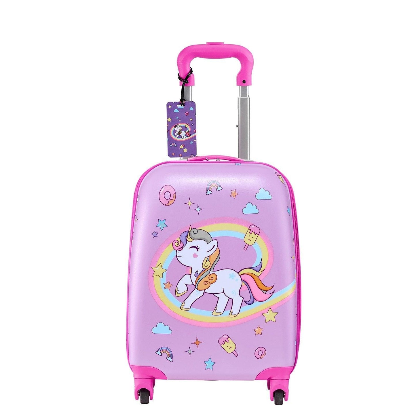 Kids Luggage Set, 2 Piece, 45.7 cm Hardside Rolling Wheels Suitcase with Hard-Shell Backpack, Unicorn Kids Carry on Luggage Set, Holiday Birthday Present for Girls & Boys, Airline Approved.