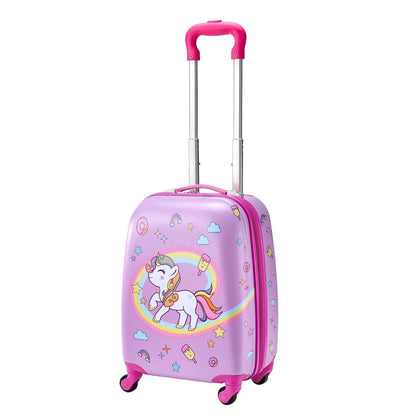 Kids Luggage Set, 2 Piece, 45.7 cm Hardside Rolling Wheels Suitcase with Hard-Shell Backpack, Unicorn Kids Carry on Luggage Set, Holiday Birthday Present for Girls & Boys, Airline Approved.