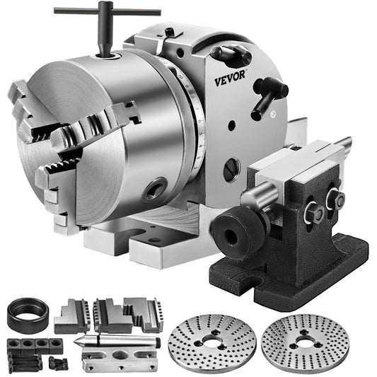 BS-0 Dividing Head 5 Inch, Precision Dividing Head Set with 5" 3-jaw Chuck & Tailstock Dividing Plates for Milling Machine.