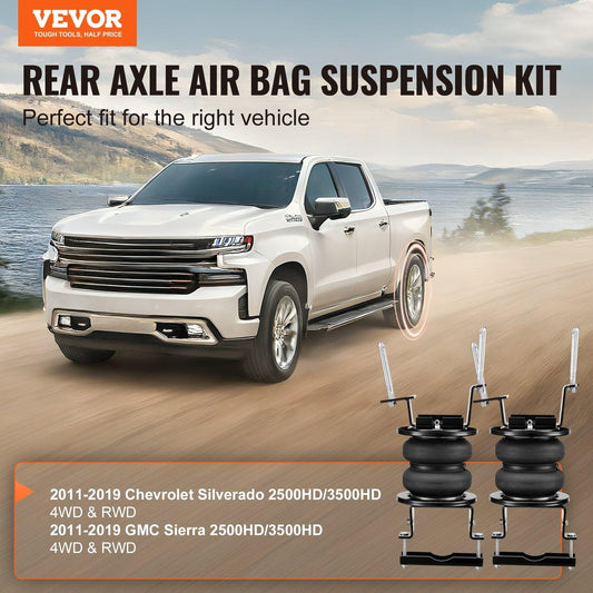 Air Bag Suspension Kit, Air Springs Suspension Bag Kit Compatible with 2011-2019 Chevrolet Silverado 2500/3500HD and GMC Sierra 2500/3500HD 4WD RWD, 5000 lbs Loading, 5 to 100 PSI.
