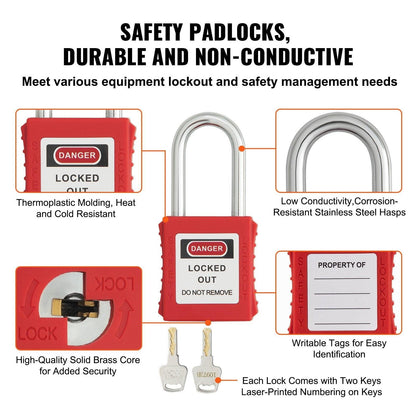 Electrical Lockout Tagout Kit, 59 PCS Safety Lockout Tagout Station With Padlocks, Hasps, Tags, Ties, Plug Lockout, Circuit Breaker Lockouts, Valve Lockouts, Cable Lockout, Lockout Bag, Box.