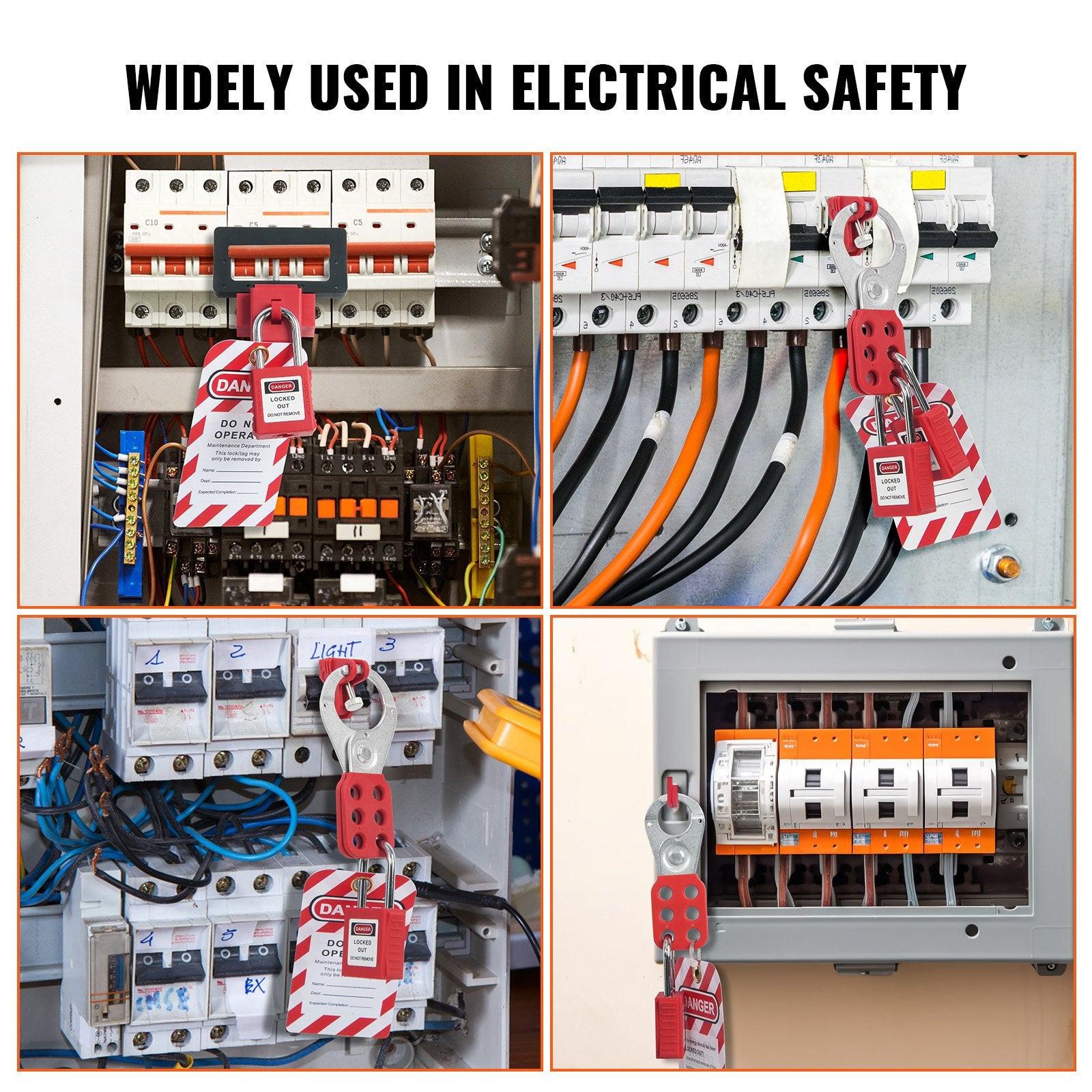 Electrical Lockout Tagout Kit, 59 PCS Safety Lockout Tagout Station With Padlocks, Hasps, Tags, Ties, Plug Lockout, Circuit Breaker Lockouts, Valve Lockouts, Cable Lockout, Lockout Bag, Box.
