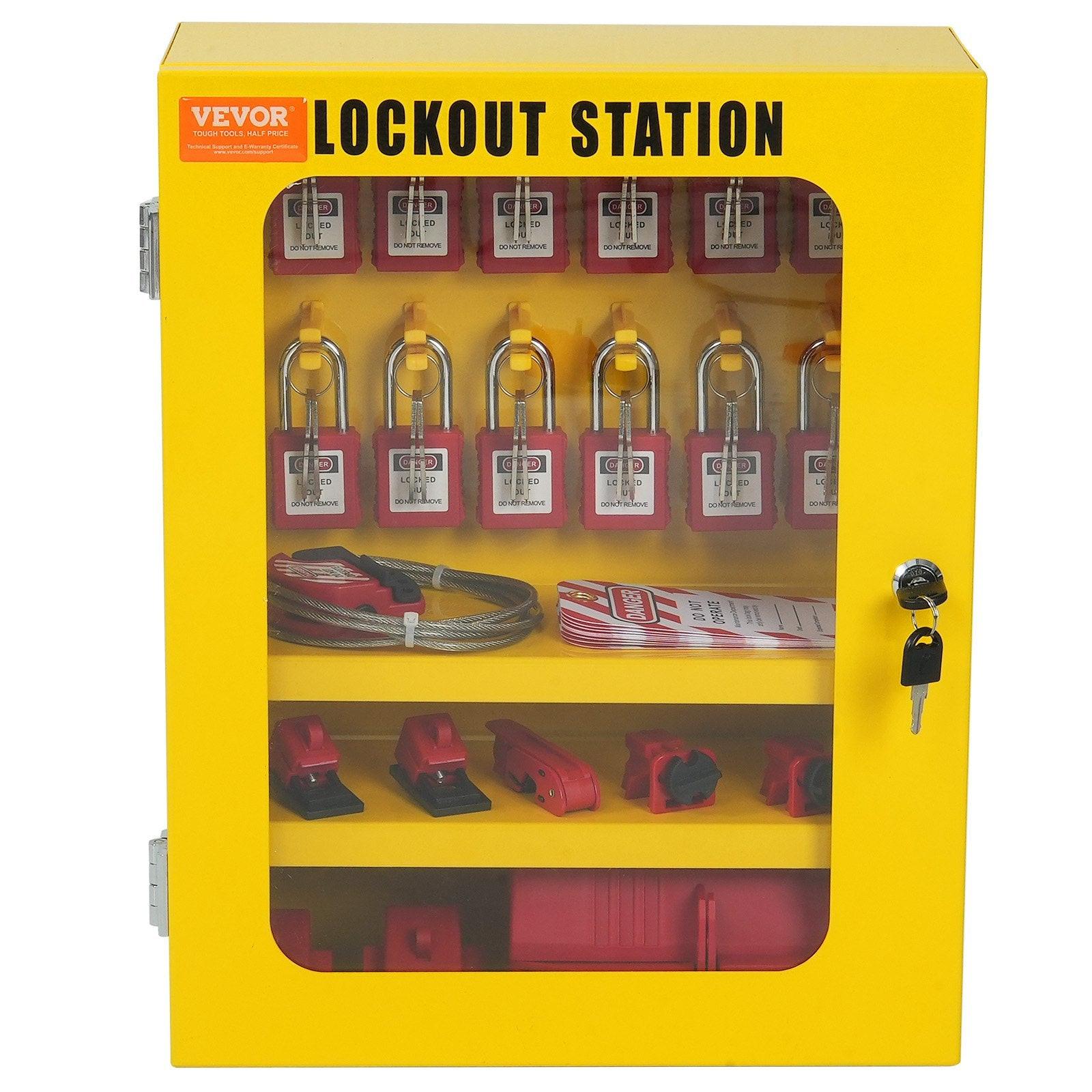 Electrical Lockout Tagout Kit, 59 PCS Safety Lockout Tagout Station With Padlocks, Hasps, Tags, Ties, Plug Lockout, Circuit Breaker Lockouts, Valve Lockouts, Cable Lockout, Lockout Bag, Box.