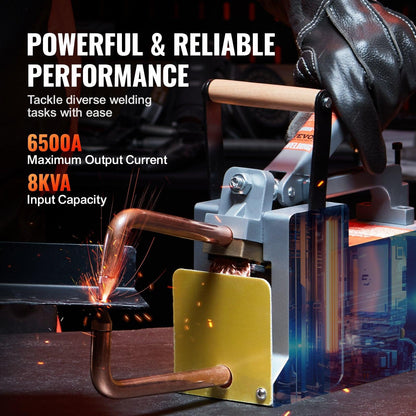Portable Spot Welder, 1/8-inch Thick Spot Welder Machine with 8KVA Input Capacity, Handheld Welding Tip Gun Metal Sheet Spot Welding Machine for Carbon Steel, Aluminum Sheet.