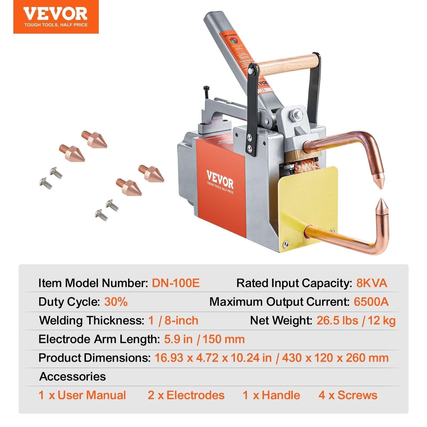Portable Spot Welder, 1/8-inch Thick Spot Welder Machine with 8KVA Input Capacity, Handheld Welding Tip Gun Metal Sheet Spot Welding Machine for Carbon Steel, Aluminum Sheet.