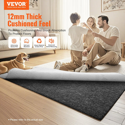 Rug Pad Gripper 9' x 12' Protective Carpet Pad 0.47" Thick for All Floors